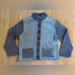 Parkhurst Button Front Wool Blend Blue Color Block Cardigan Sweater, Size M